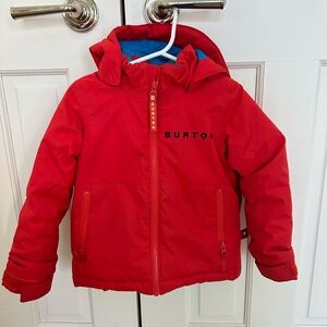 Burton kids DryRide snow jacket with detachable hood.